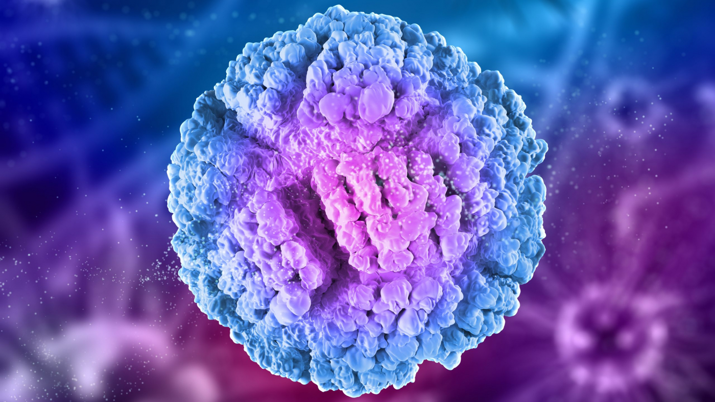 3D render of a medical background with microscopic view of abstract virus cell