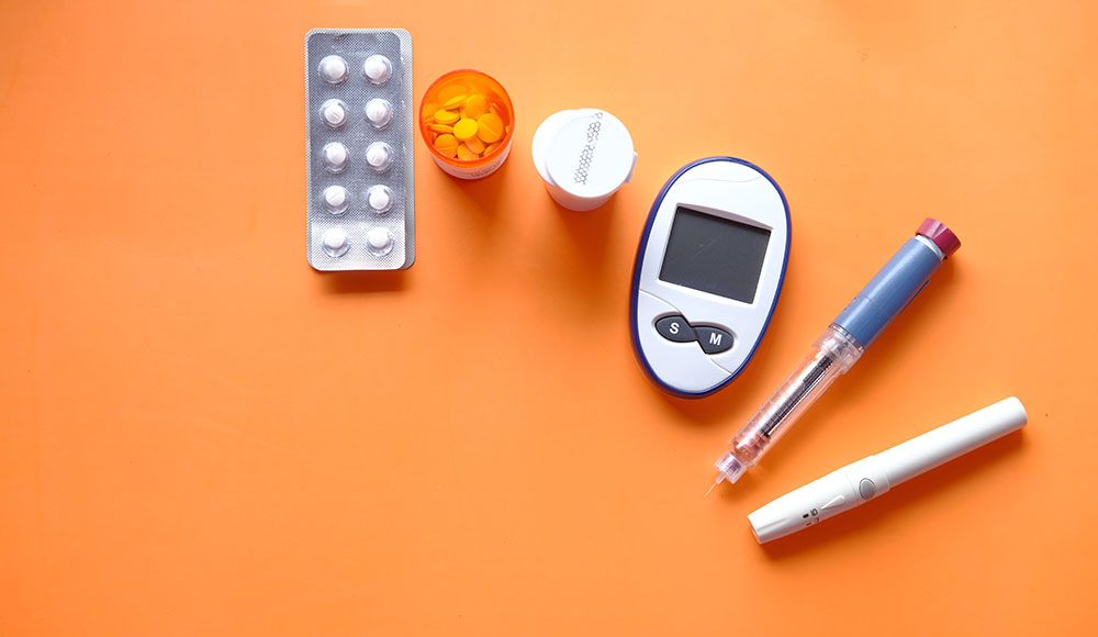 Diabetes Illustration Showing Diabetes Common Items Used