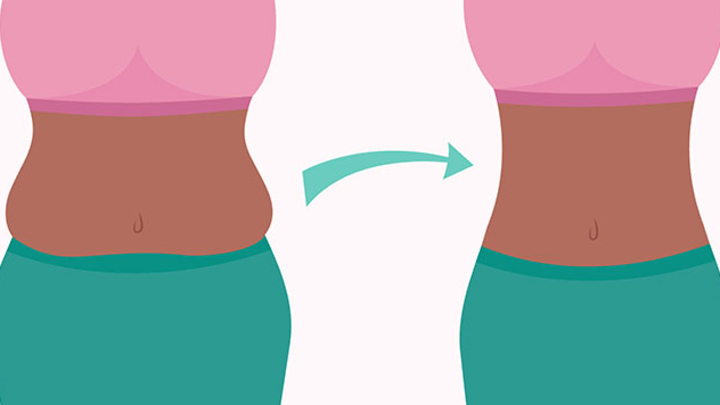 Obesity Illustration Showing Flat and Obese Stomach