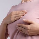 Breast Cancer Illustration Woman Holds Hand Over Chest