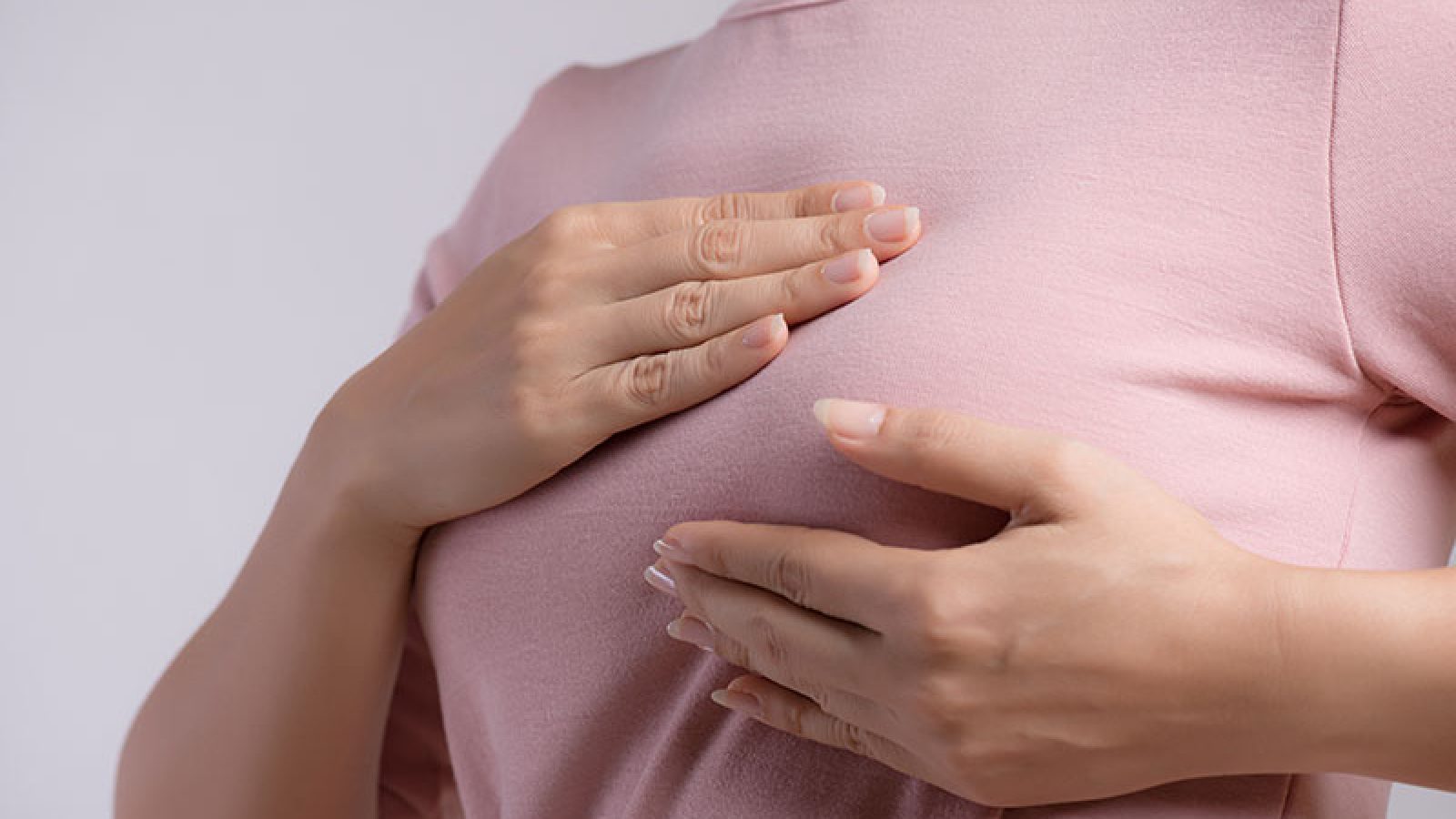Breast Cancer Illustration Woman Holds Hand Over Chest