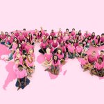Group of Women and People Supporting Cause for Breast Cancer Sitting on Pink US Illustration