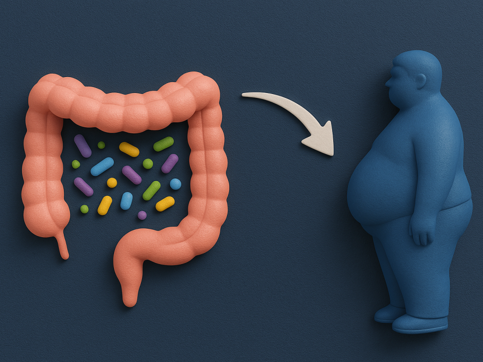 Infographic showing how gut microbiome affects obesity