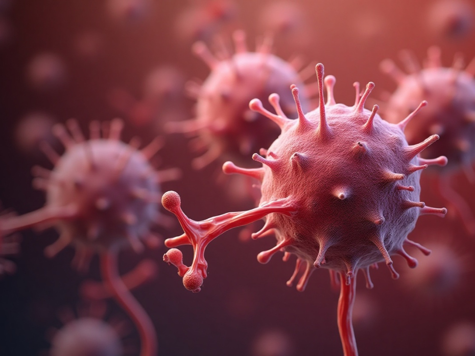 3D illustration of hormone-influenced cancer cells under targeted treatment